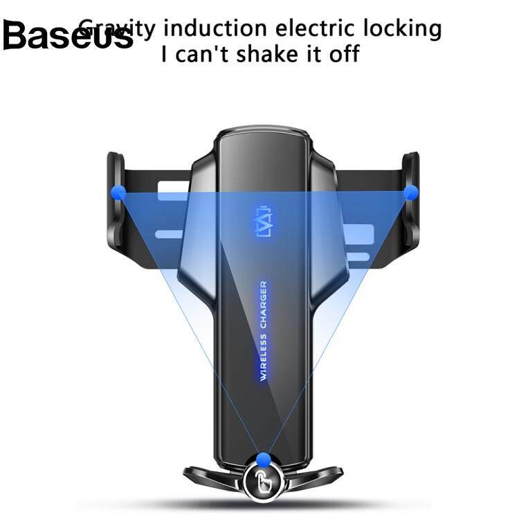 Baseus P9 Electric Locking Car Air Outlet Phone Holder 15W Wireless Charger Universal Cellphone Bracket