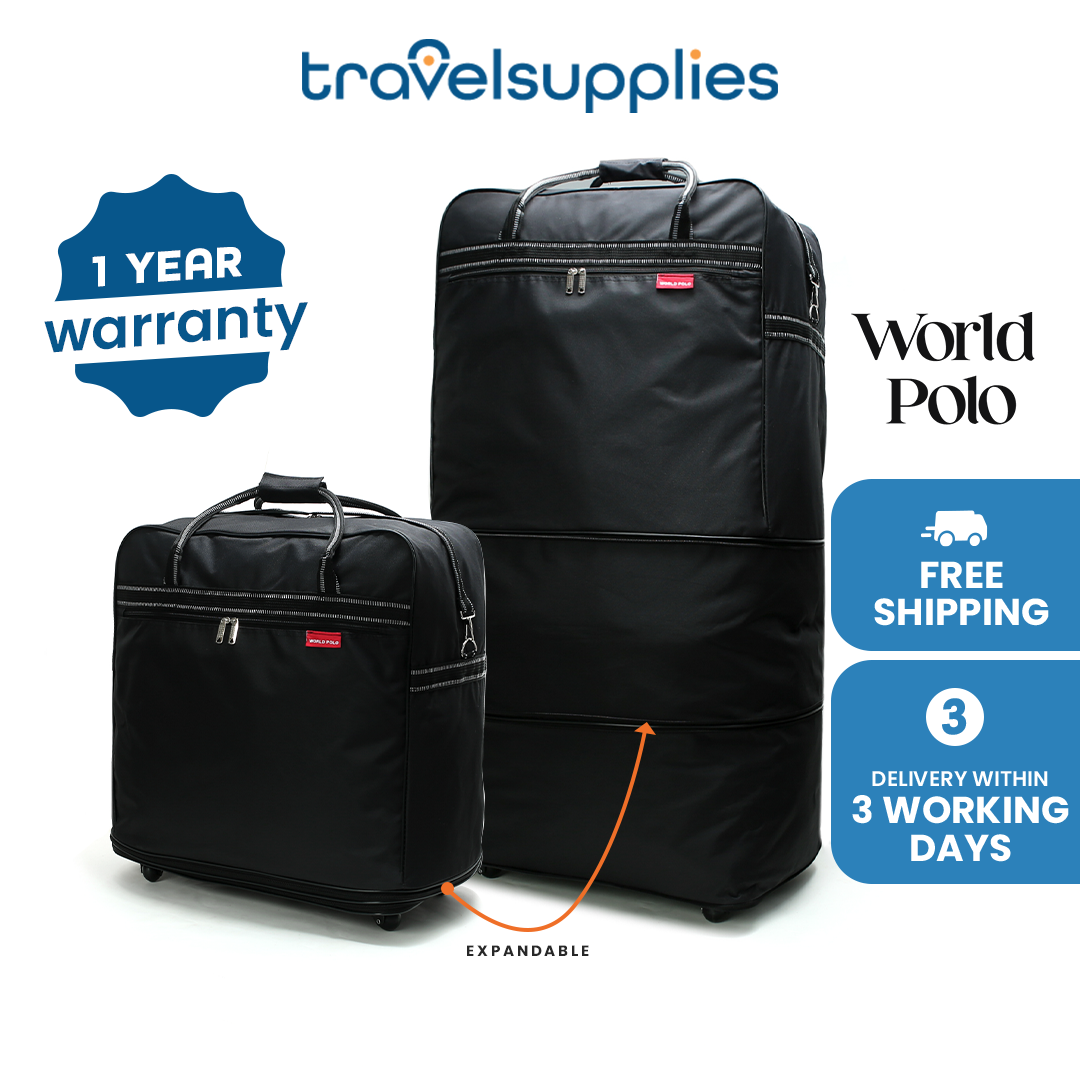 Travelsupplies World Polo Extra Large Expandable Unisex Men Women Big Duffel Bag with Wheel, 3 Compartments and Removable Strap plus 1 Year Warranty and Delivery within 3 Working Days