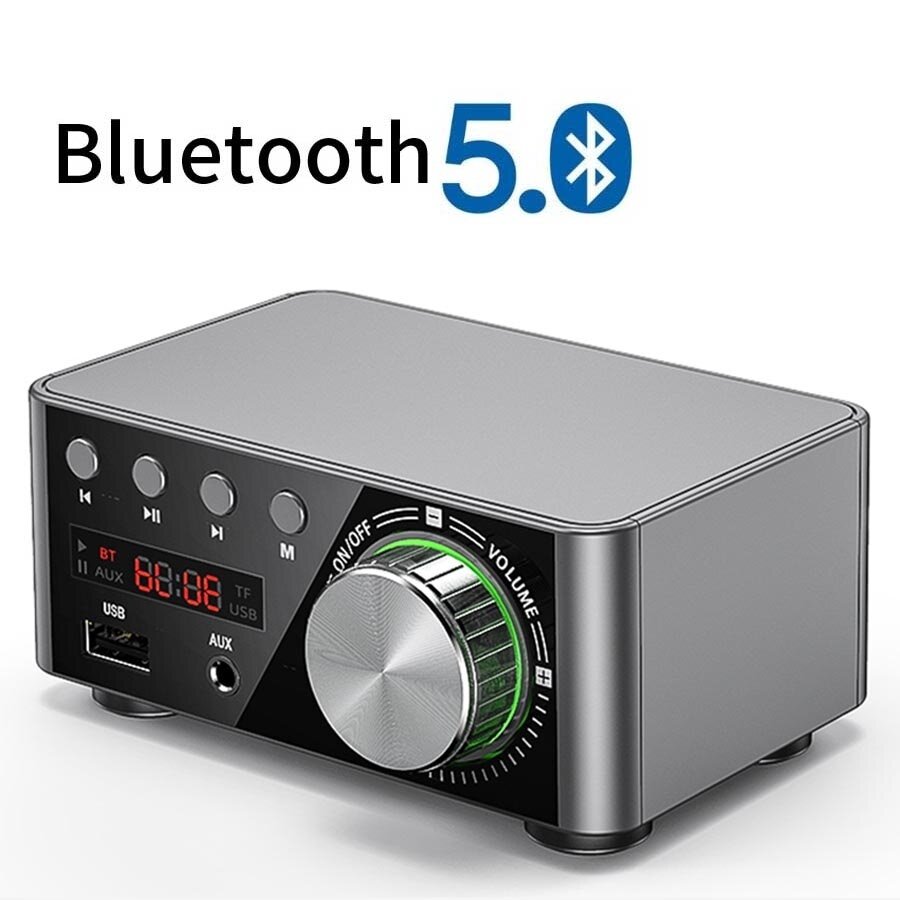 Mini Digital HiFi Bluetooth 5.0 Power Class D Am-plifier Audio Amp 50W*2 Home Theater Car Marine USB TF-Card AUX In