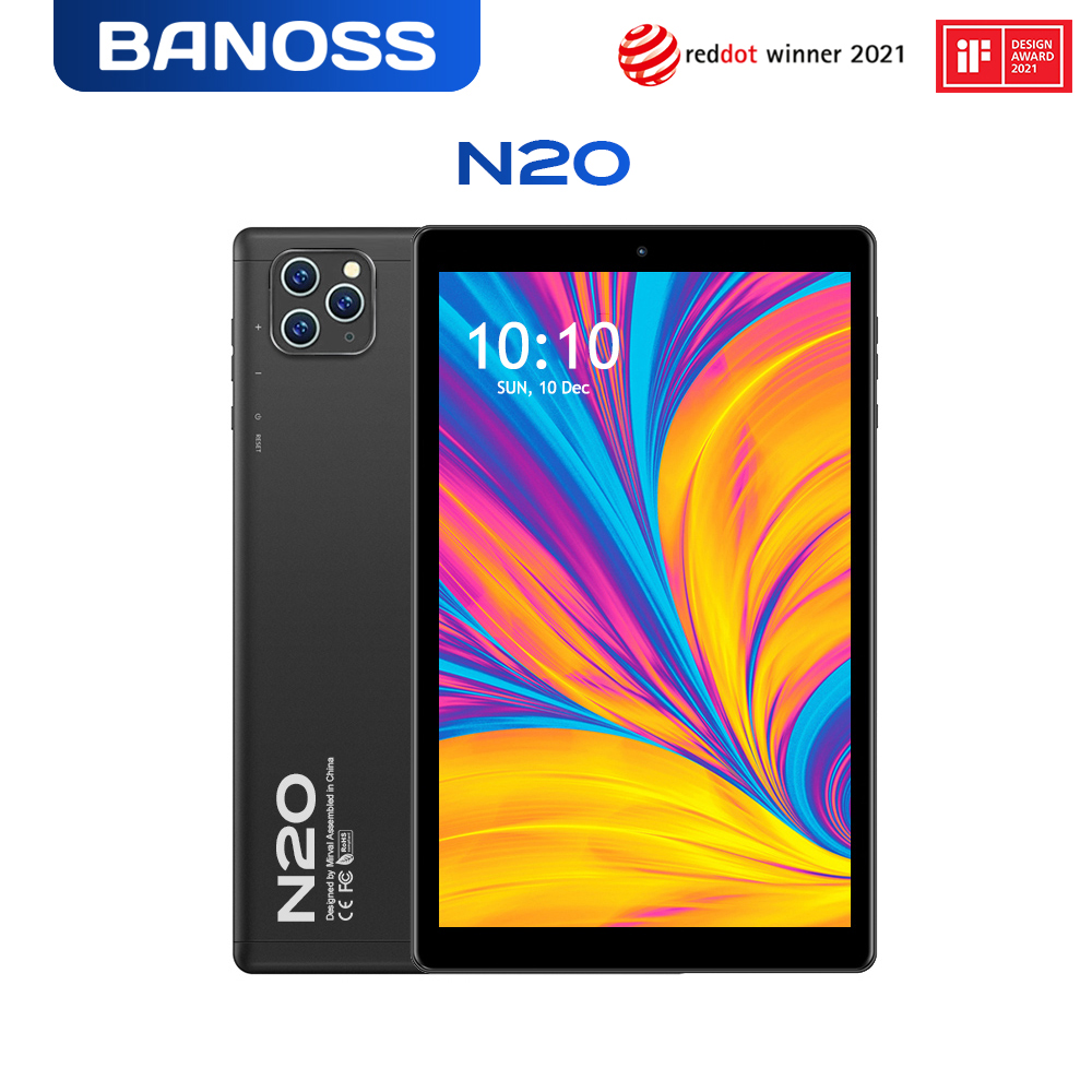 【2022 TOP1】BANOSS N20 Tablet PC 8 Inches Android 10 6000mAh 6GB RAM 512GB ROM Dual SIM 5G WiFi Gaming Online Classroom Meeting for Kids Children