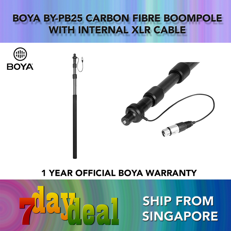 BOYA BY-PB25 Universal Carbon Fiber Boompole with Internal XLR Cable (1m to 2.5m Boom Pole)