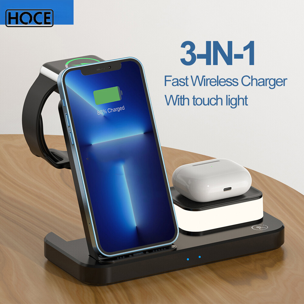 4 in 1 Foldable Fast Wireless Chargers Stand with Light magsafe charging for iPhone 13/12/11/XR/Samsung/S21/S20 For iWatch 7/6 AirPods3 Pro