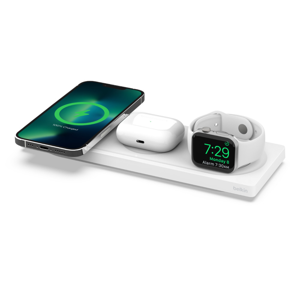 BELKIN BOOST CHARGE PRO 3-IN-1 WIRELESS CHARGING PAD WITH MAG-SAFE WHITE