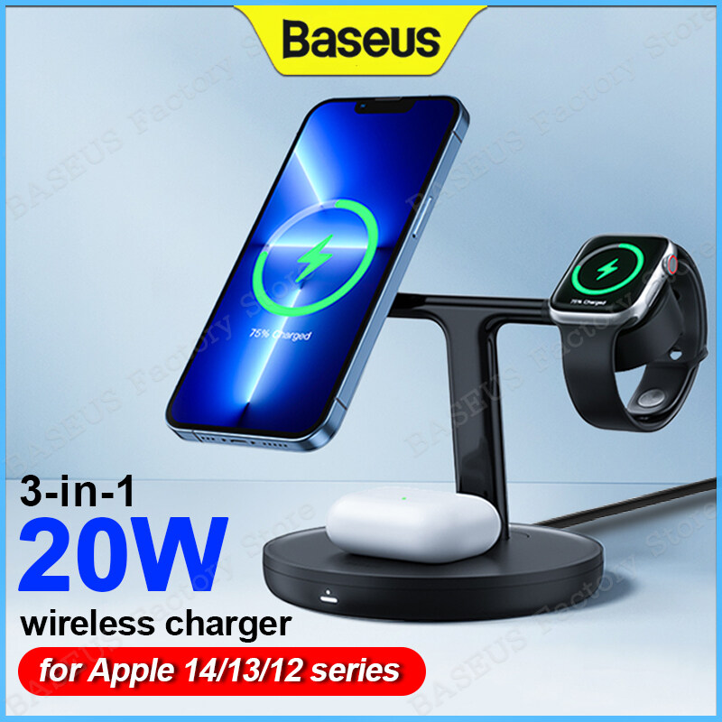 Baseus 20W Wireless Charger 3-in-1 Magnetic Charging Bracket Triple Simultaneous Charging Angular Adjustment Quick Charging for IP 12 13 Series