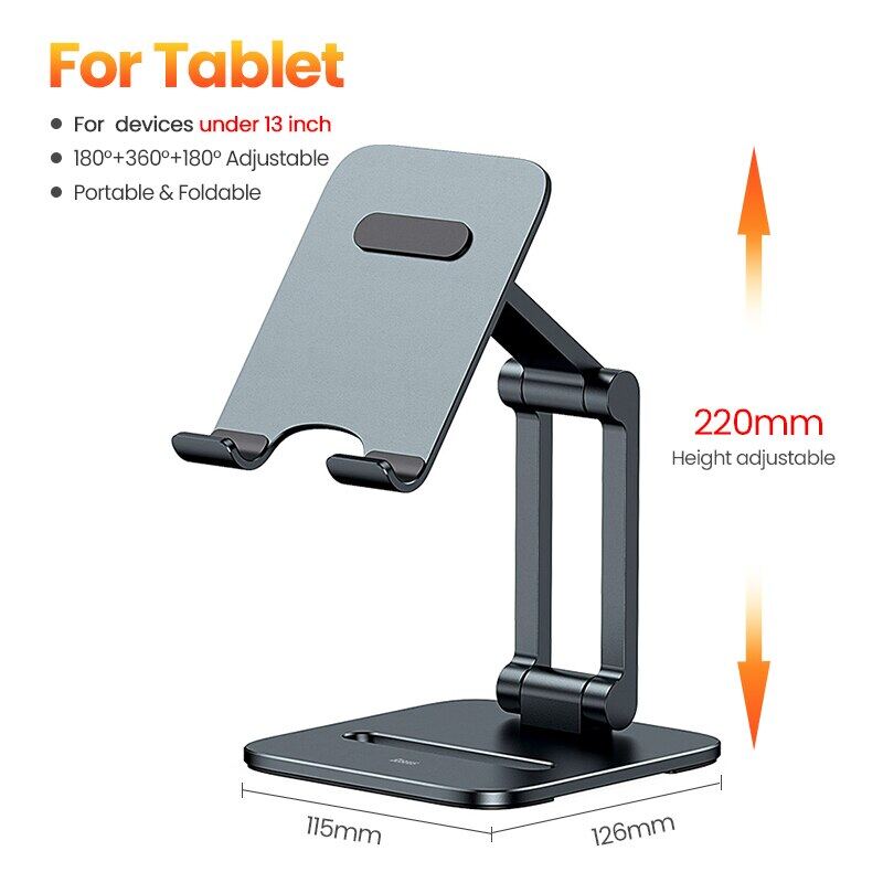 Baseus Foldable Metal Stand for Cellphone Tablet Phone Holder Desktop Mobile Phone Stand Biaxial Design Skid-Proof