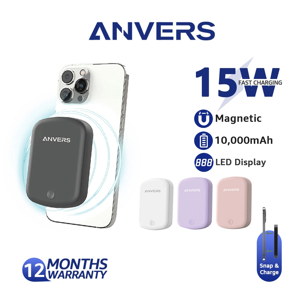 Anvers Magsafe Power Bank Wireless Magnetic Fast Charging Battery Pack Protable Charger for iPhone 16/15/14/13/12