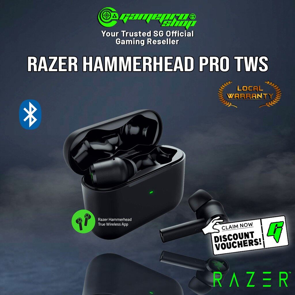 Razer Hammerhead True Wireless Pro Bluetooth Headset 2nd Generation Gaming Earbuds Headphones Earbuds Earpieces
